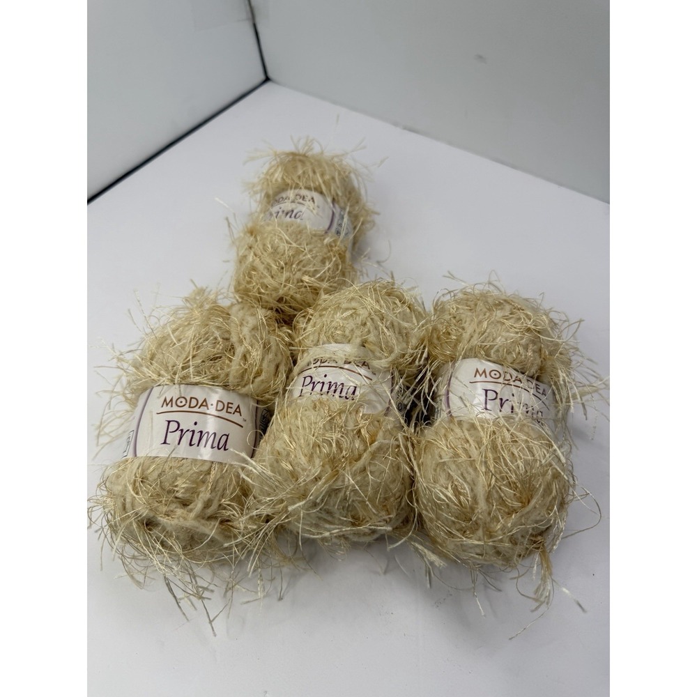 Moda Dea Prima Eyelash-type Novelty Yarn Lot Of 4 Natural Nylon Polyester 50g